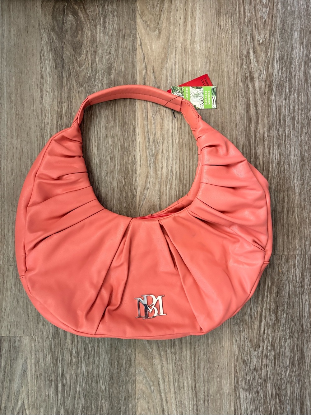 NWT Badgley Mischka ruched crescent hobo bag made of vegan leather